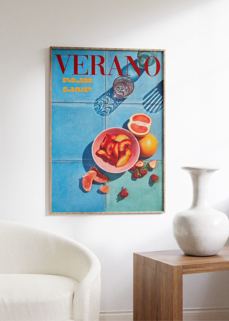 Verano Poster, 70s Wall Print, Orange Wall Art, Kitchen Poster, Summer House Poster, Psychedelic Art, Retro Print, Trippy Art, Preppy Print