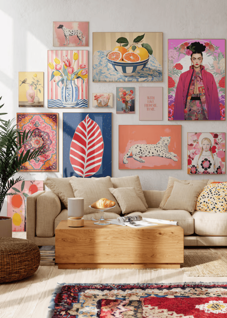 Set of 200. Eclectic Maximalist Wall Art, Gallery Set, Printable Exhibition Posters, Vintage Prints, Living Room Decor. Digital Download