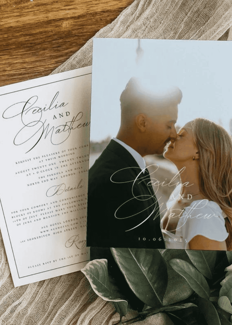 Classic Photo Wedding Invitation Template Set, Traditional Wedding Invitation, Elegant, Editable, Instant Download, DIY, Printable