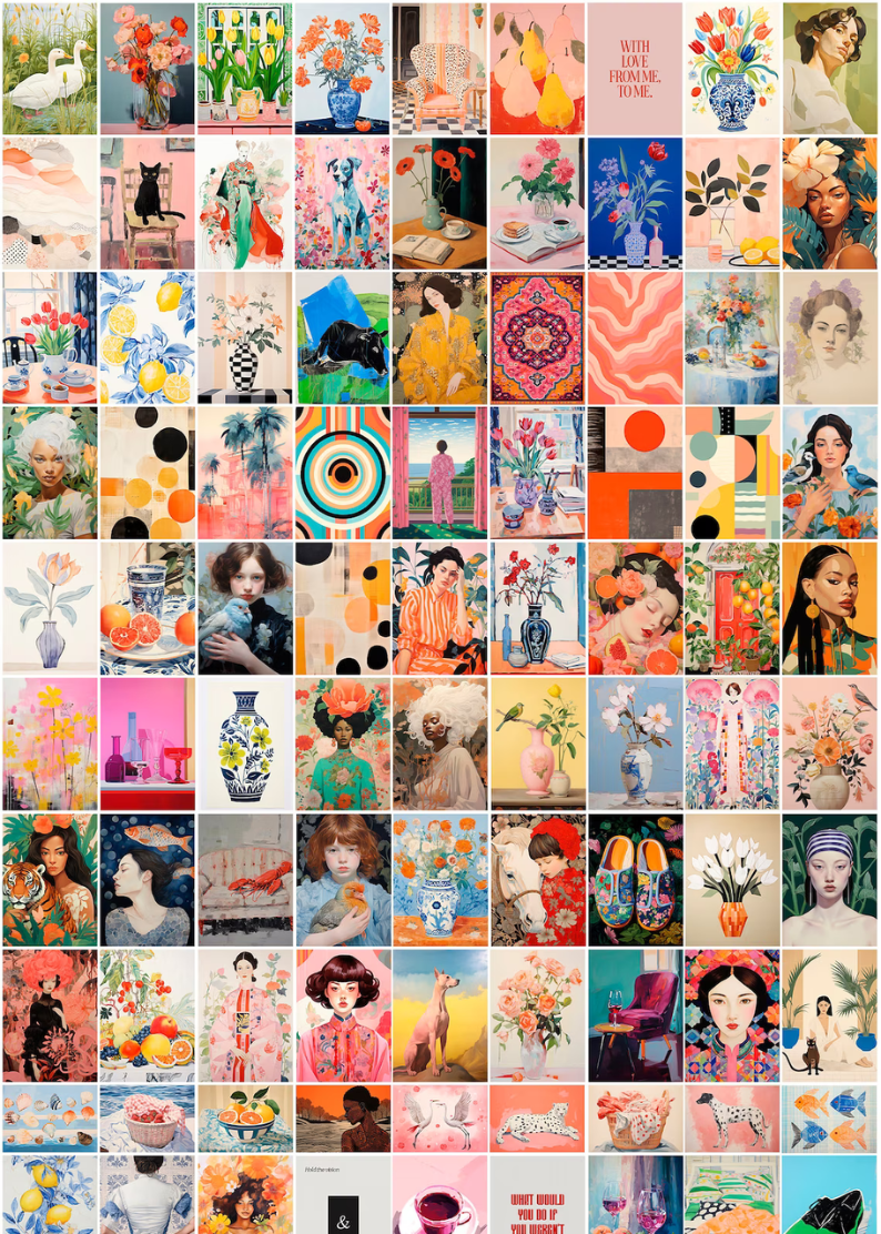 Set of 200. Eclectic Maximalist Wall Art, Gallery Set, Printable Exhibition Posters, Vintage Prints, Living Room Decor. Digital Download