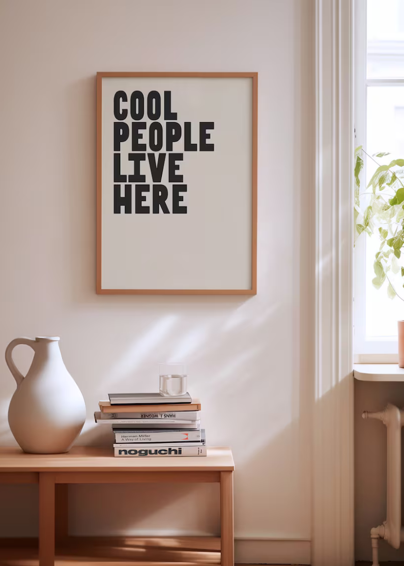 Minimalist Cool People Live Here Print - Trendy Typography Wall Art