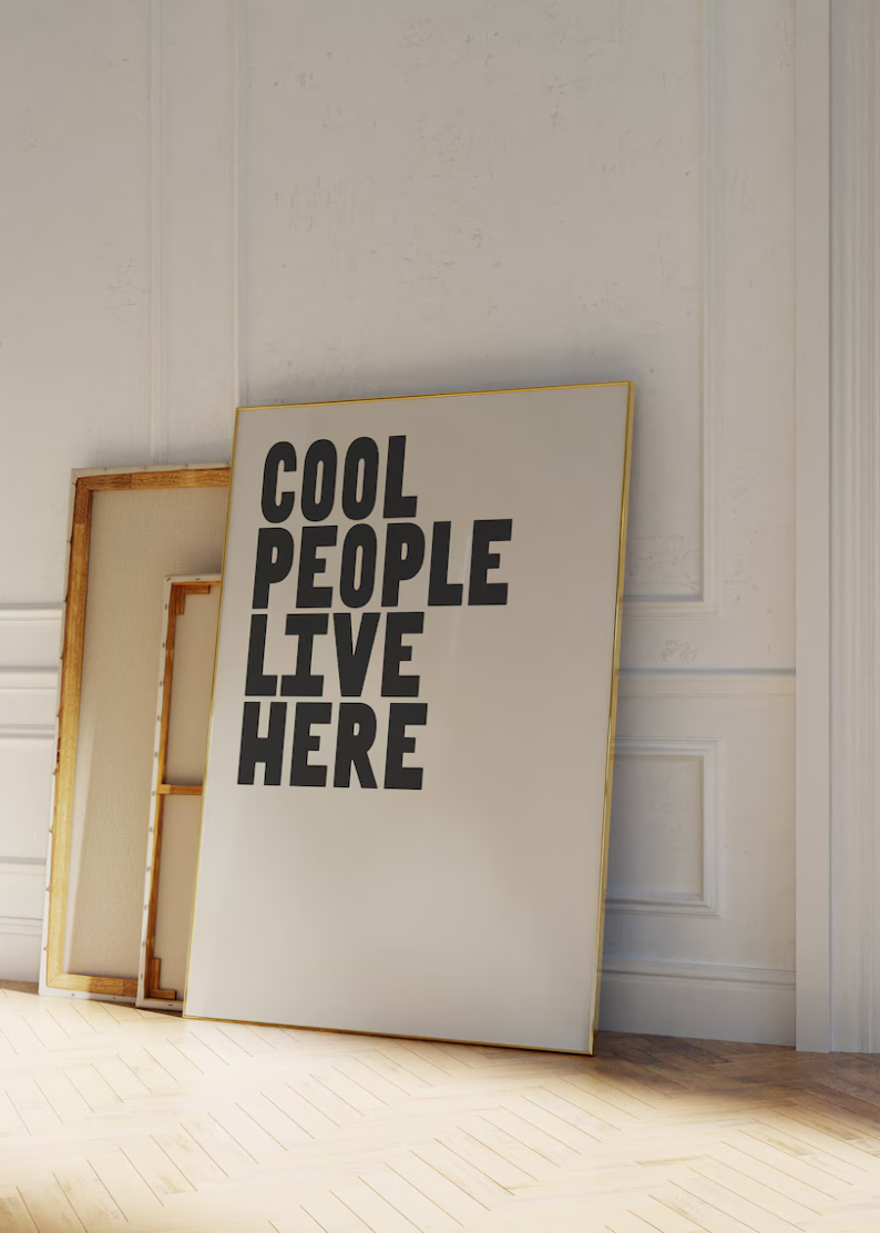 Minimalist Cool People Live Here Print - Trendy Typography Wall Art