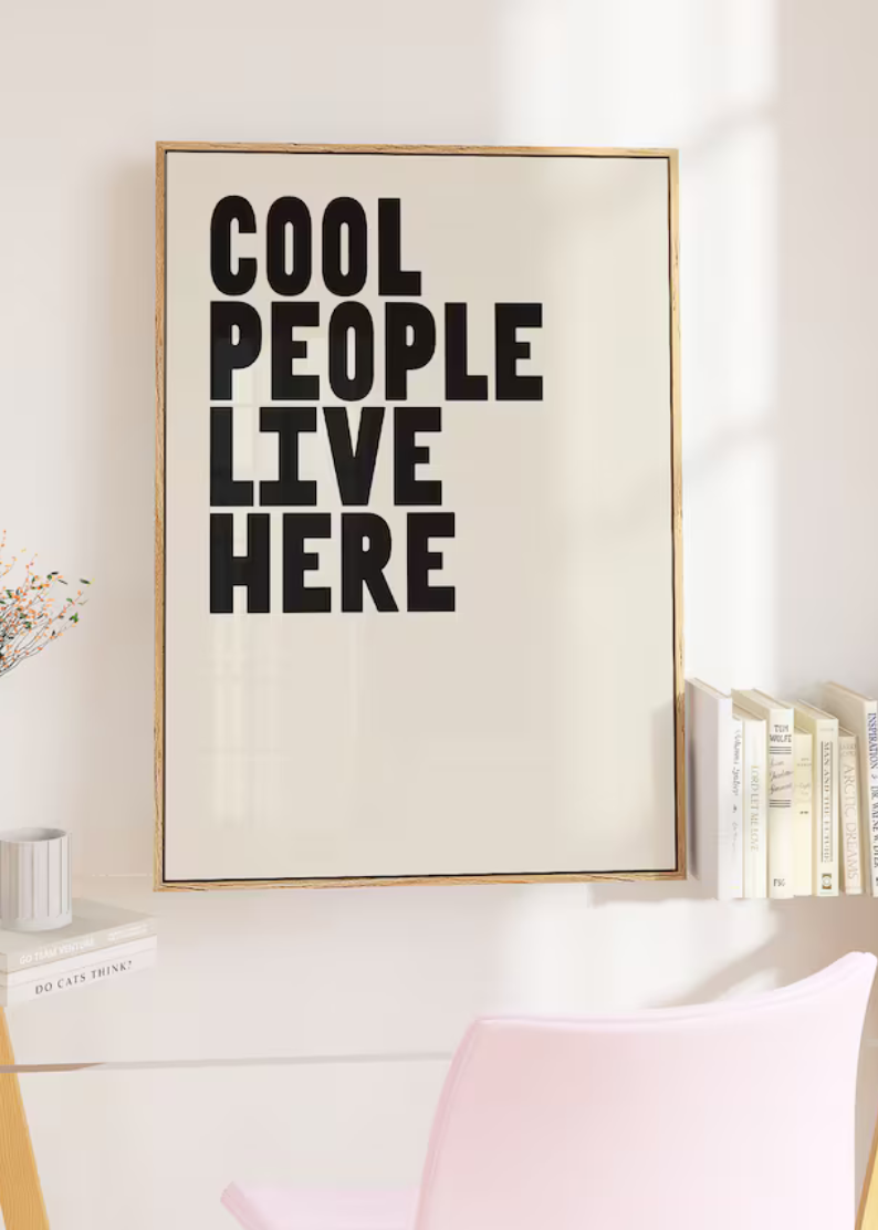 Minimalist Cool People Live Here Print - Trendy Typography Wall Art