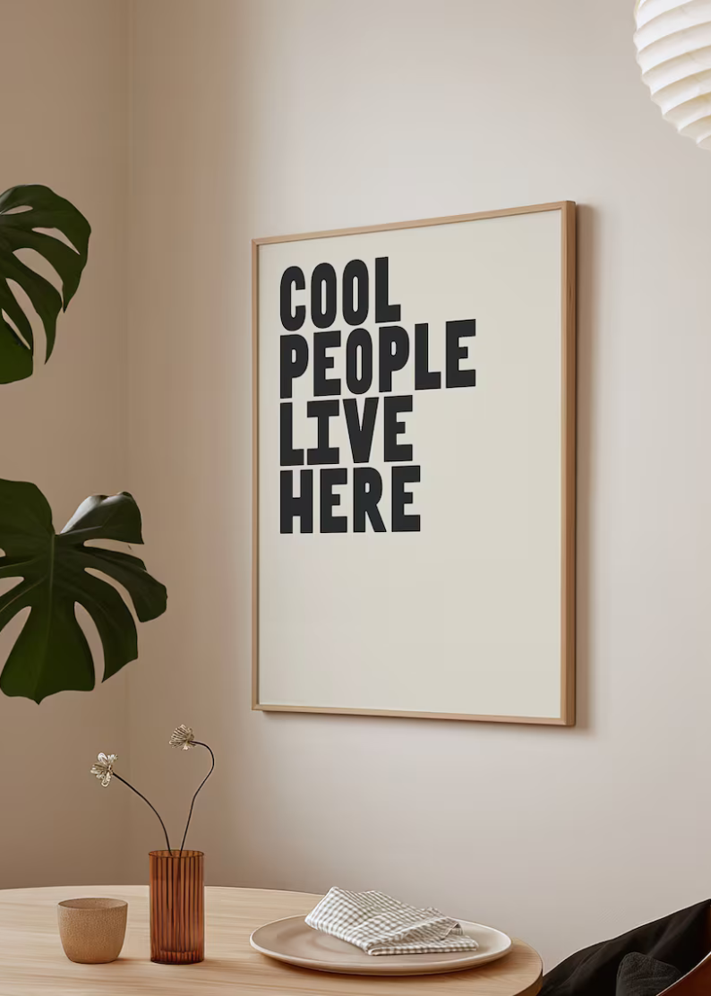 Minimalist Cool People Live Here Print - Trendy Typography Wall Art