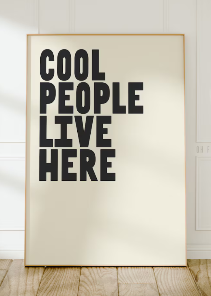 Minimalist Cool People Live Here Print - Trendy Typography Wall Art