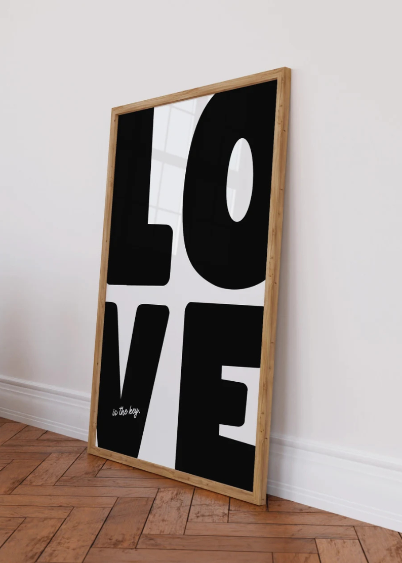 Retro 70s Love Poster - Maximalist Typography Wall Art