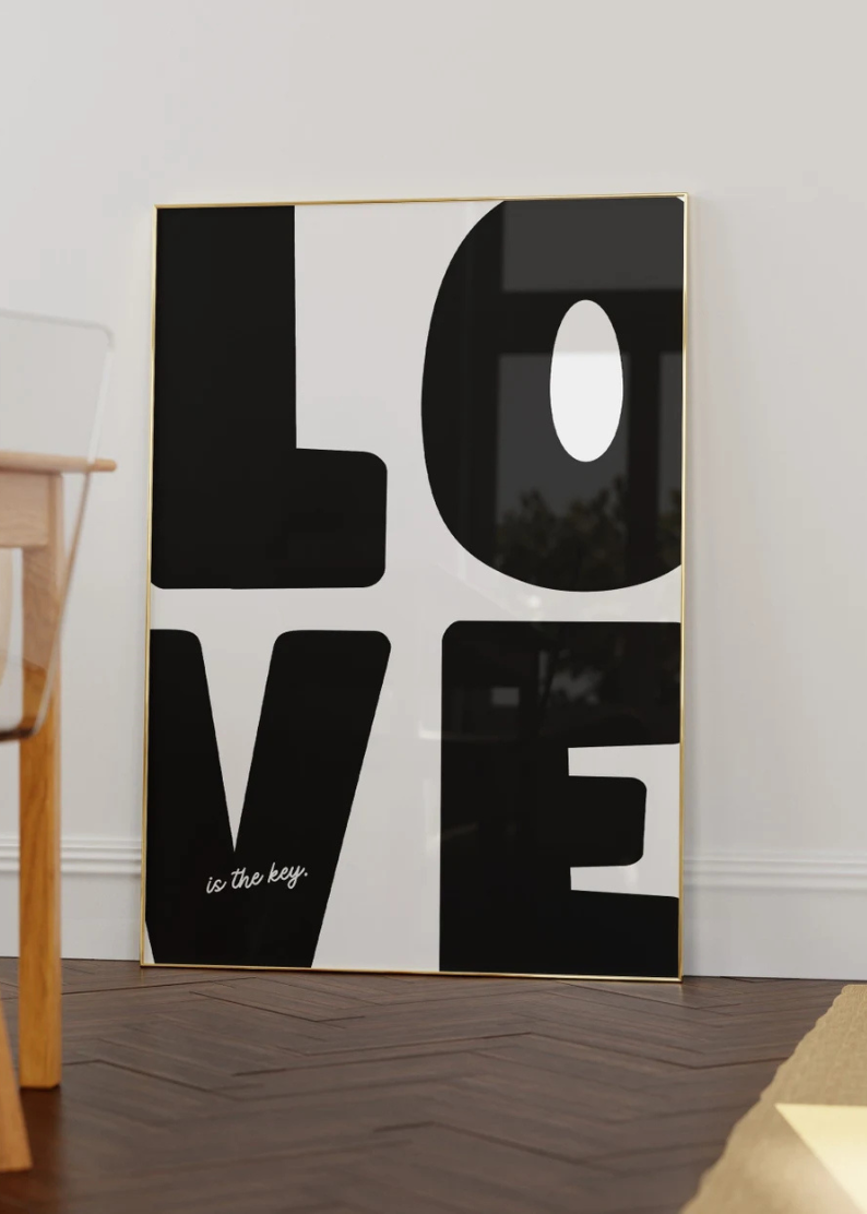 Retro 70s Love Poster - Maximalist Typography Wall Art