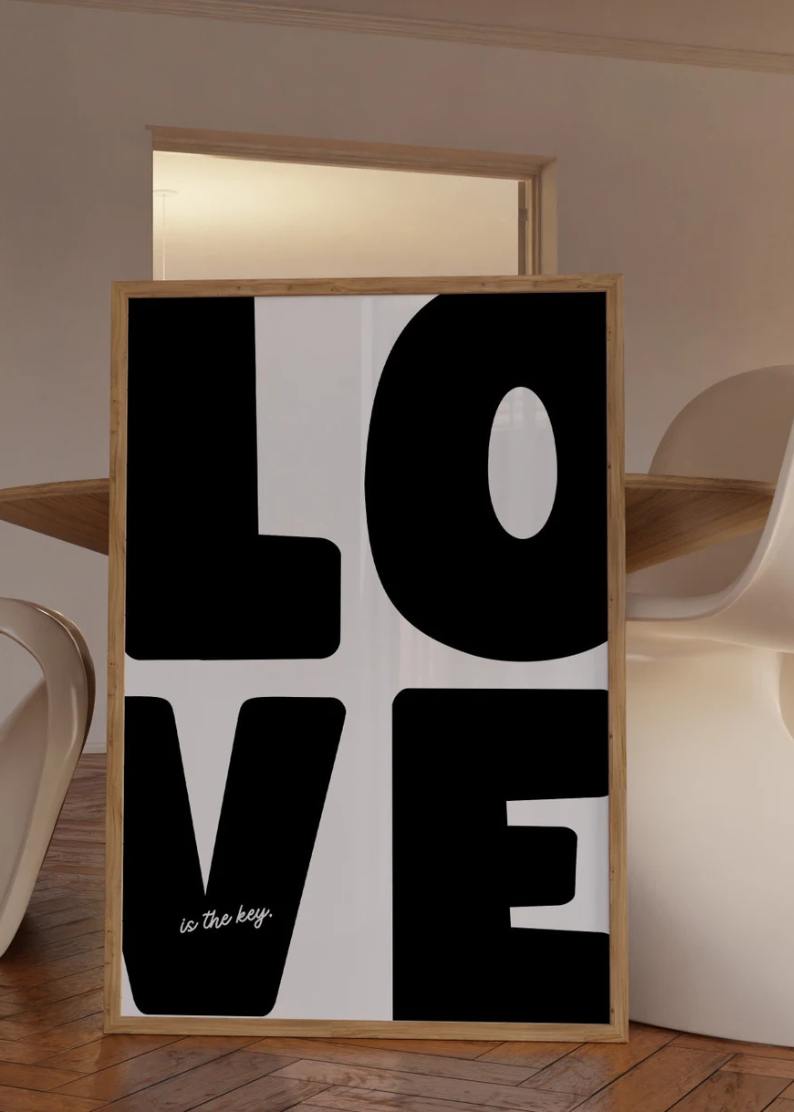 Retro 70s Love Poster - Maximalist Typography Wall Art