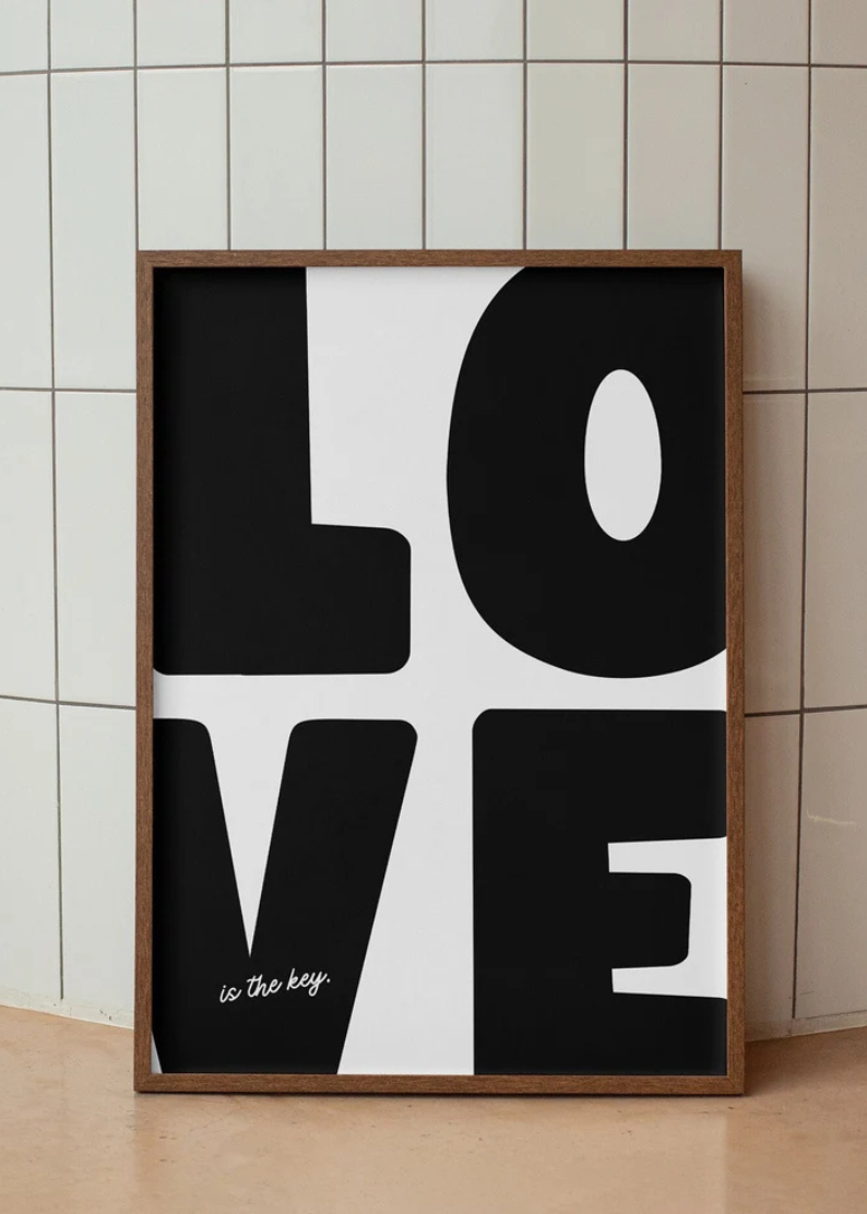 Retro 70s Love Poster - Maximalist Typography Wall Art