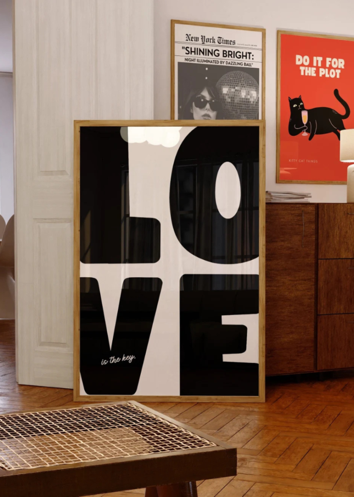 Retro 70s Love Poster - Maximalist Typography Wall Art