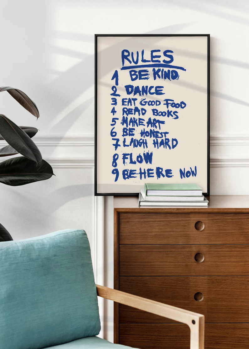 Retro Rules Quote Art Print - Trendy Wall Art